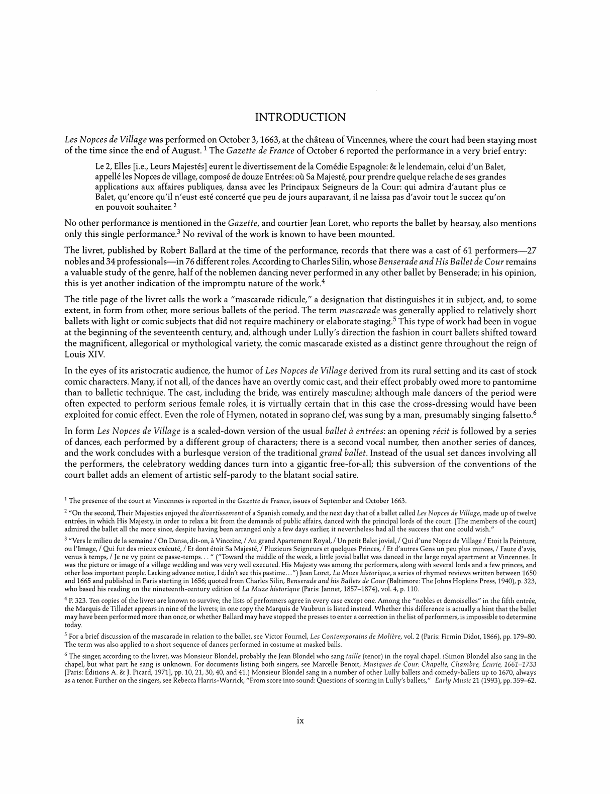 Lully: Les Nopces de Village