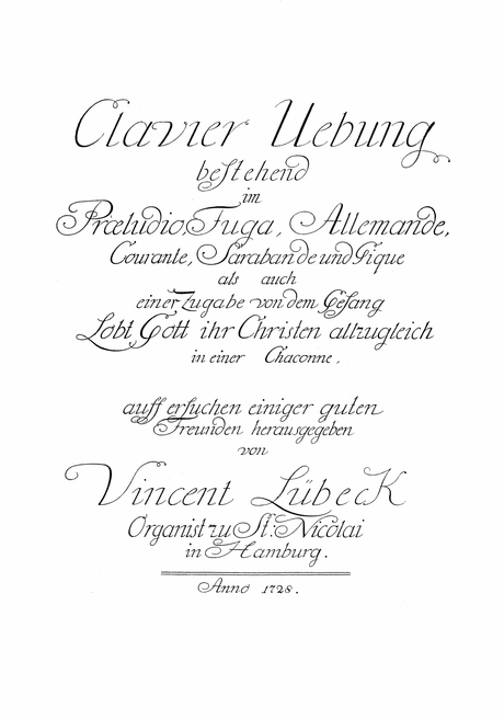 Lübeck: Clavier Uebung (Hamburg, 1728)