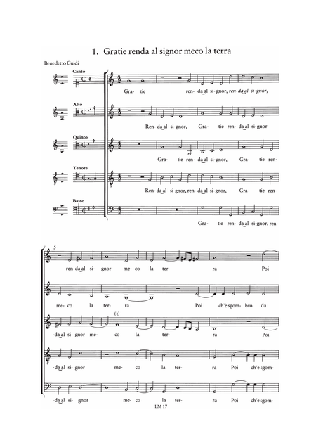 Marenzio: Madrigali spirituali a cinque voci, libro primo (1584)